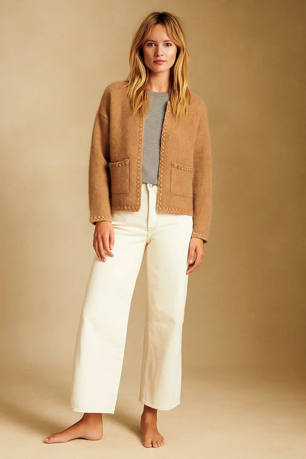 Cardigan in Misto Lana | Boxy Fit | Finish Tessuto Texturizzato