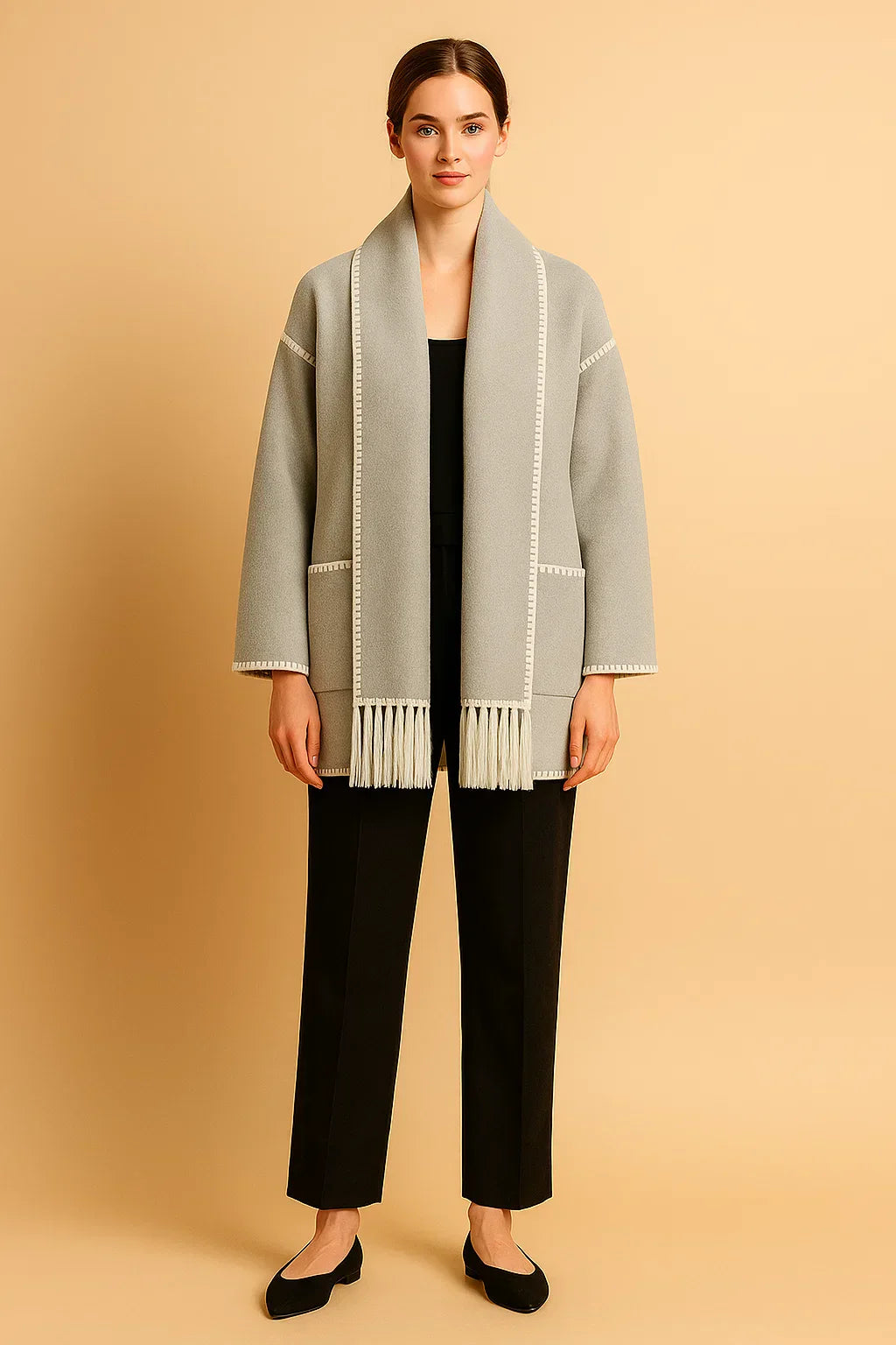 Cappotto Essenza con Dettagli Frangi | Vestibilità Relaxed