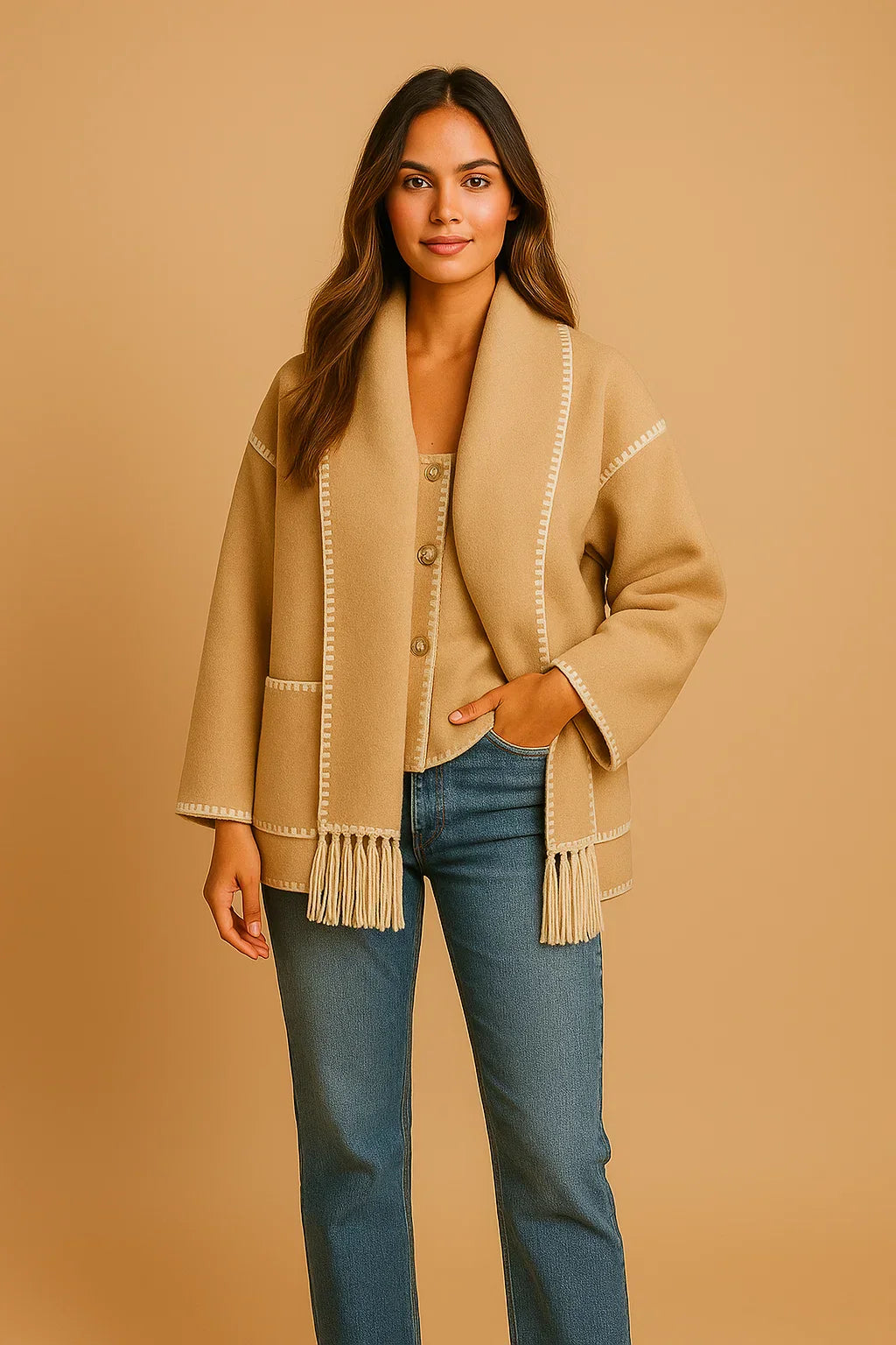 Cappotto Essenza con Dettagli Frangi | Vestibilità Relaxed