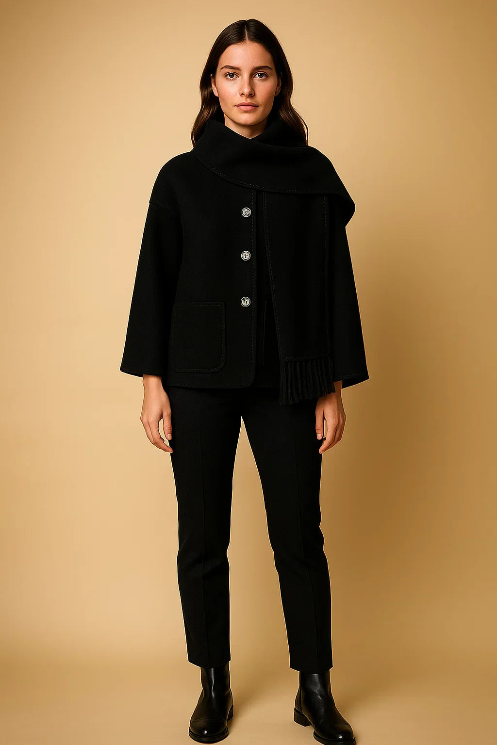 Cappotto Essenza con Dettagli Frangi | Vestibilità Relaxed