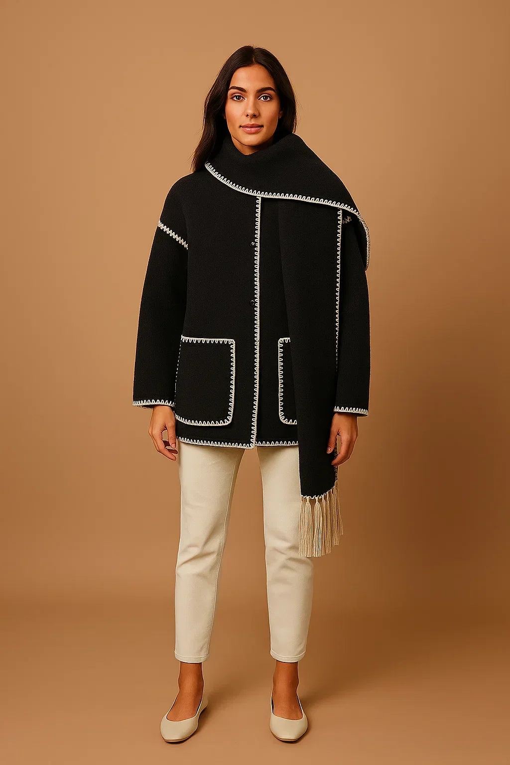 Cappotto Essenza con Dettagli Frangi | Vestibilità Relaxed