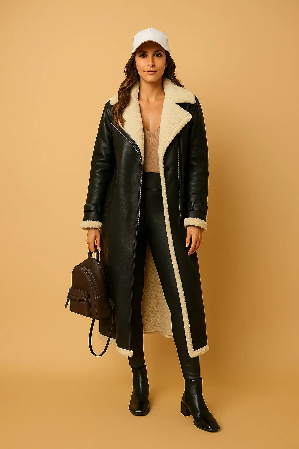 Cappotto Doppio Petto in Misto Lana | Collo Shearling | Outerwear Invernale