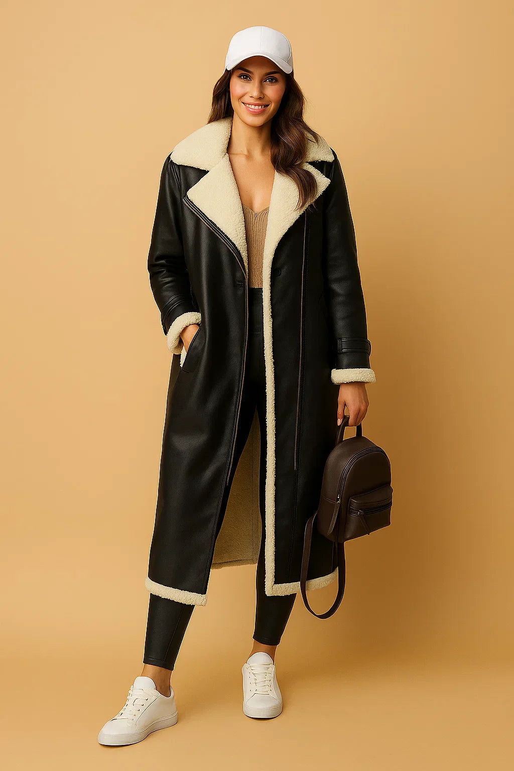 Cappotto Doppio Petto in Misto Lana | Collo Shearling | Outerwear Invernale