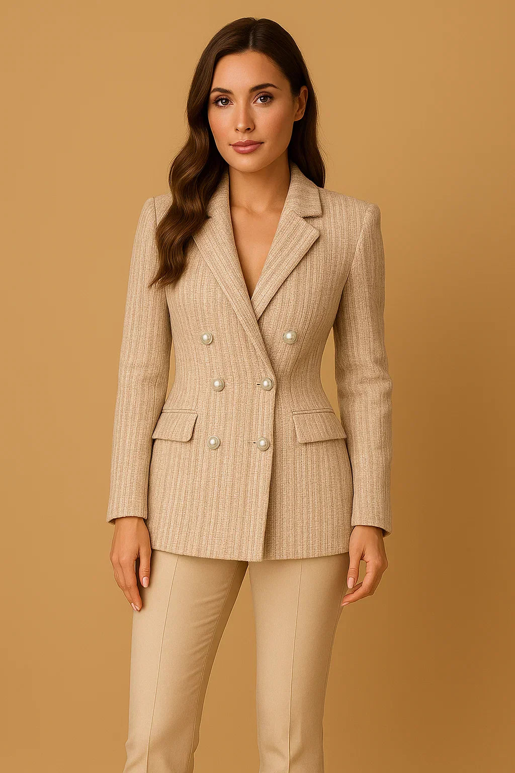 Blazer Doppio Petto in Tweed | Bottoni Perla | Fit Strutturato