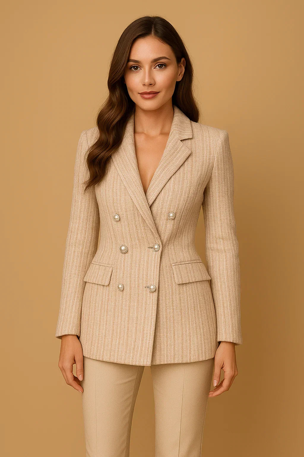 Blazer Doppio Petto in Tweed | Bottoni Perla | Fit Strutturato