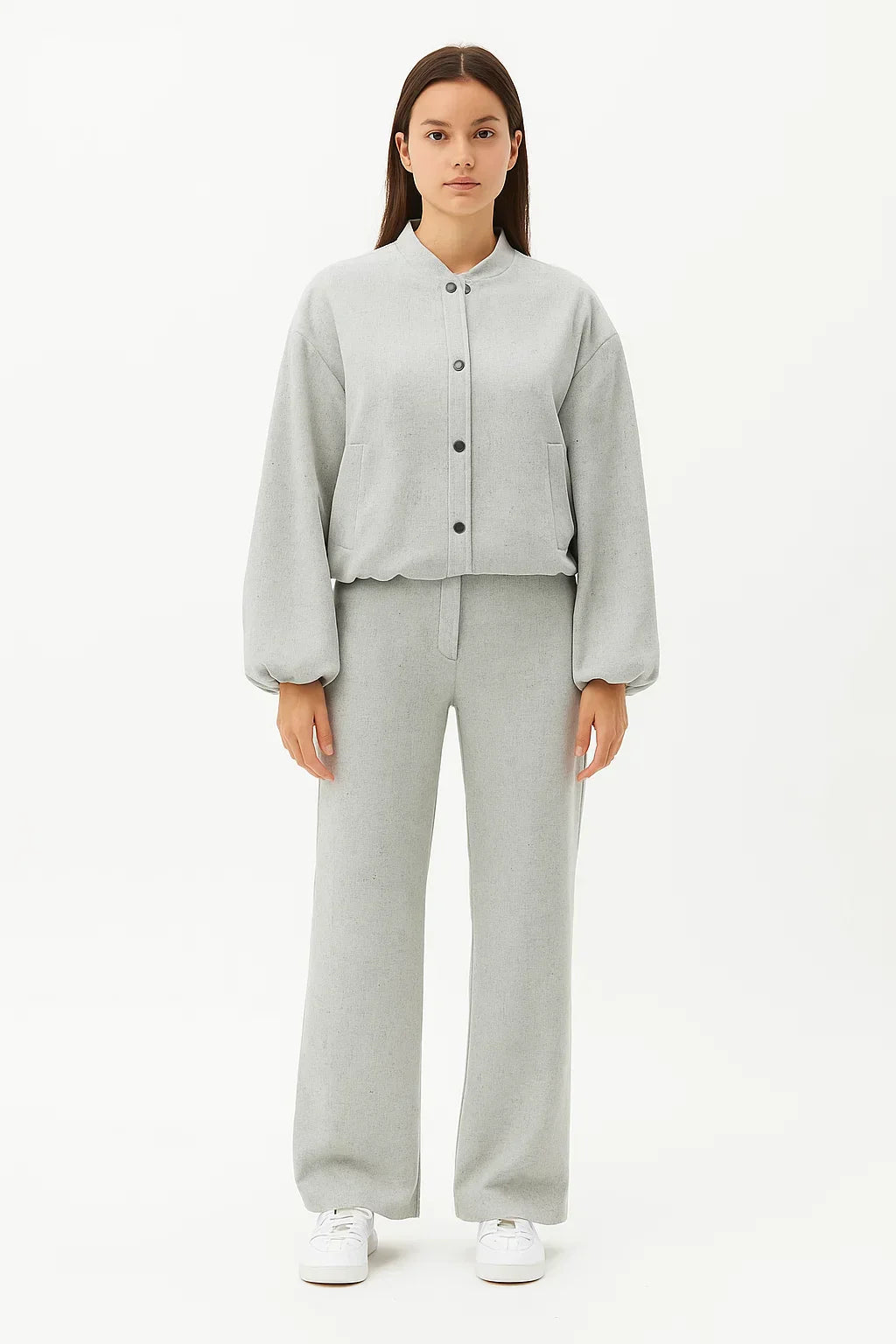 Giacca Bomber con Bottoni | Collo Alto | Fit Relaxed