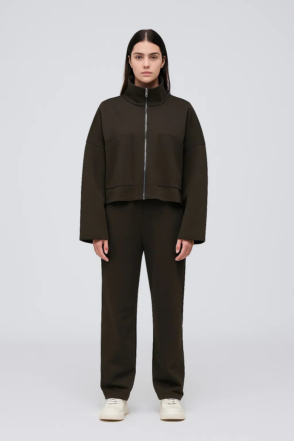 Giacca Zip Strutturata | Collo Alto | Cropped