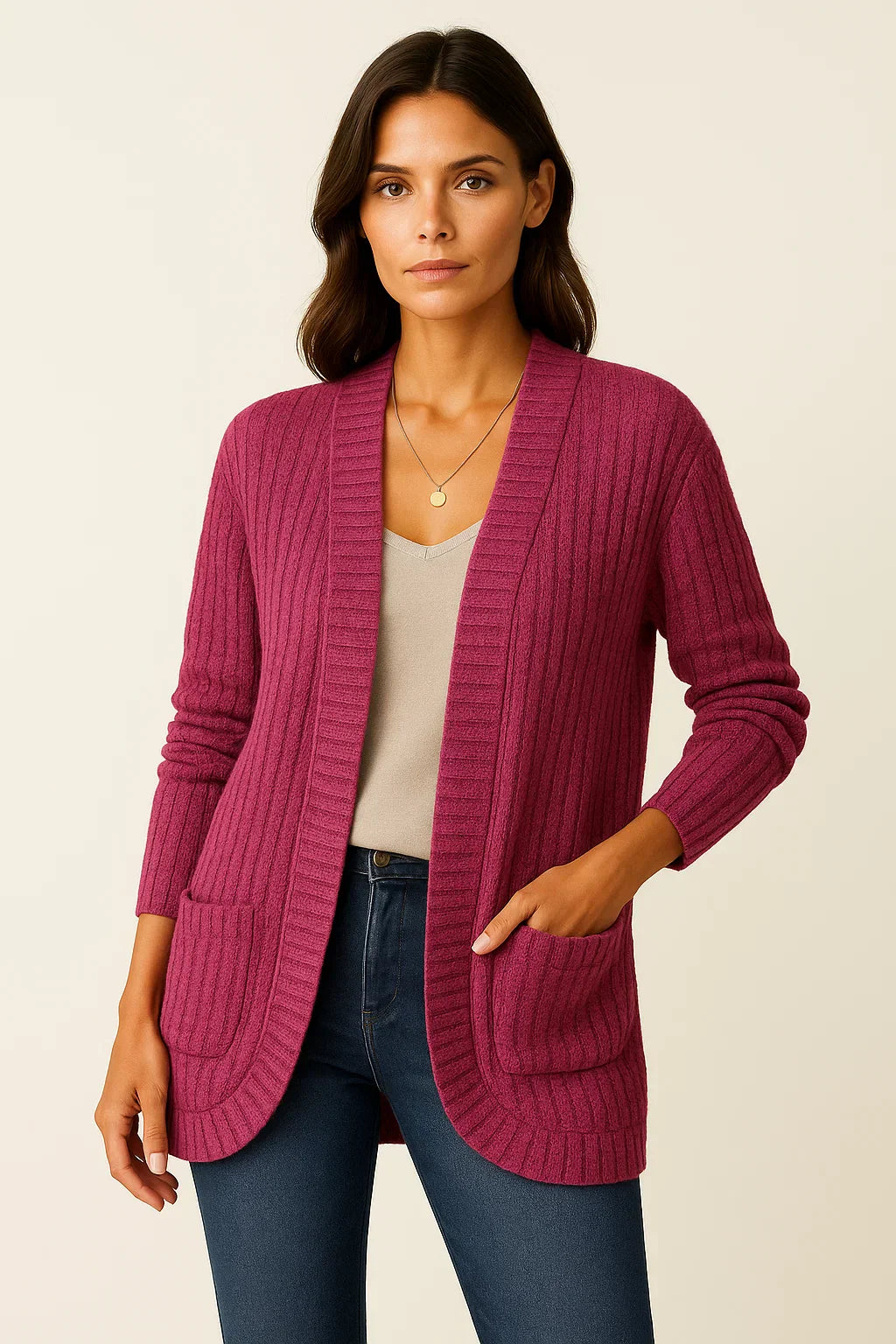 Cardigan Ribbed | Aperto | Morbido Casual