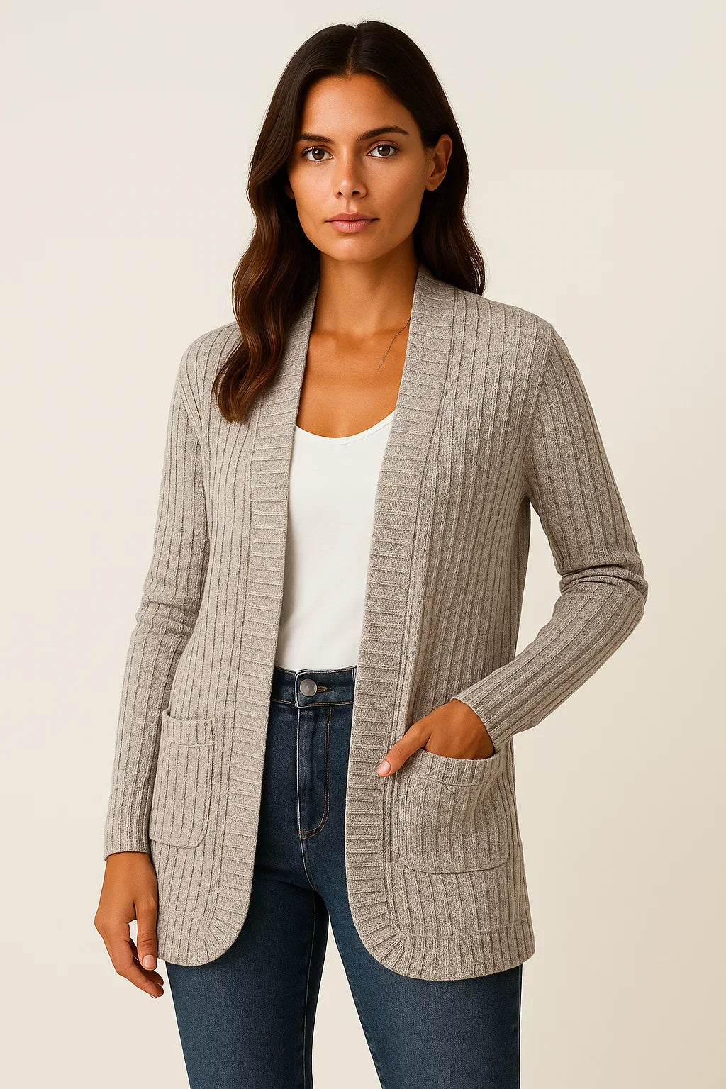 Cardigan Ribbed | Aperto | Morbido Casual
