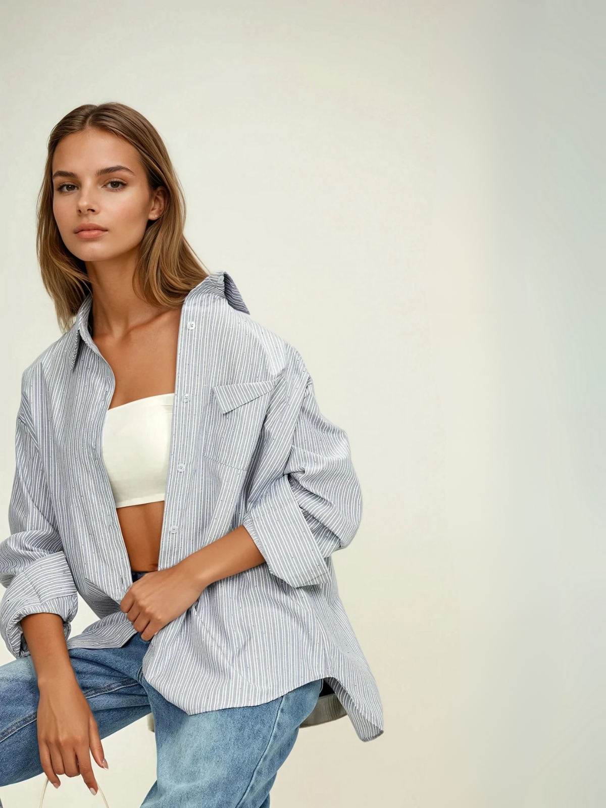 Camicia Bottoni Striata | Vestibilità Regular | Pinstripe | Tasca sul Petto