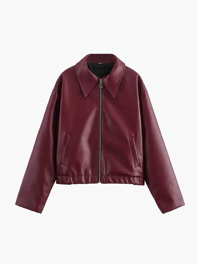 Giacca in Finta Pelle | Corta Fit Moderno | Chiusura Zip Frontale