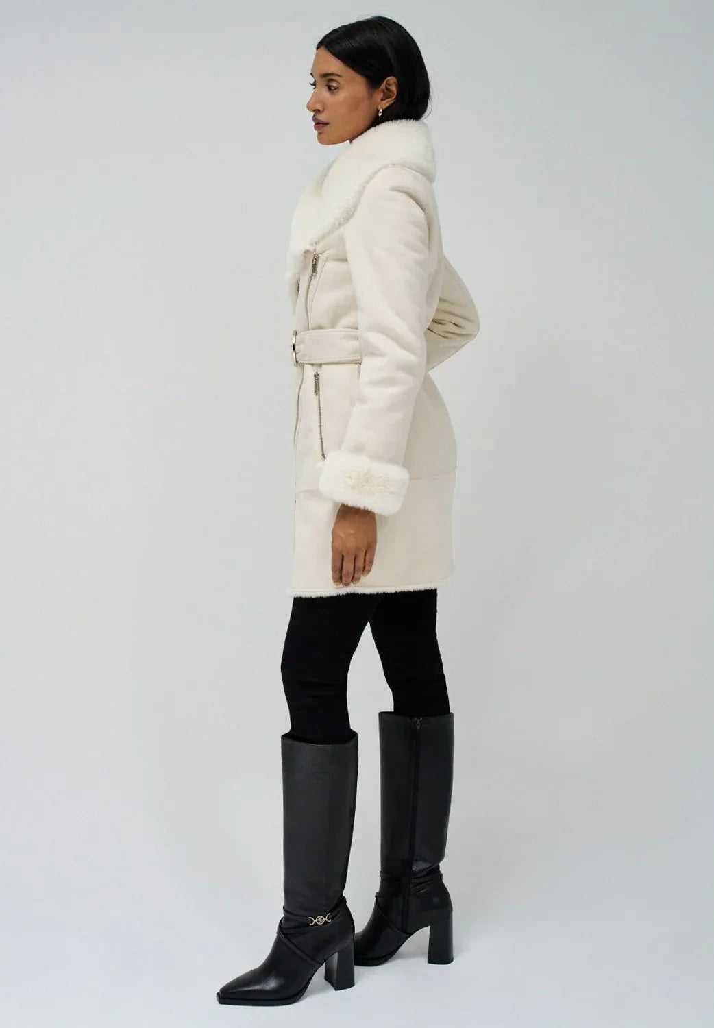 Cappotto Faux Shearling | Collo Ribattuto | Chiusura Laterale Zip