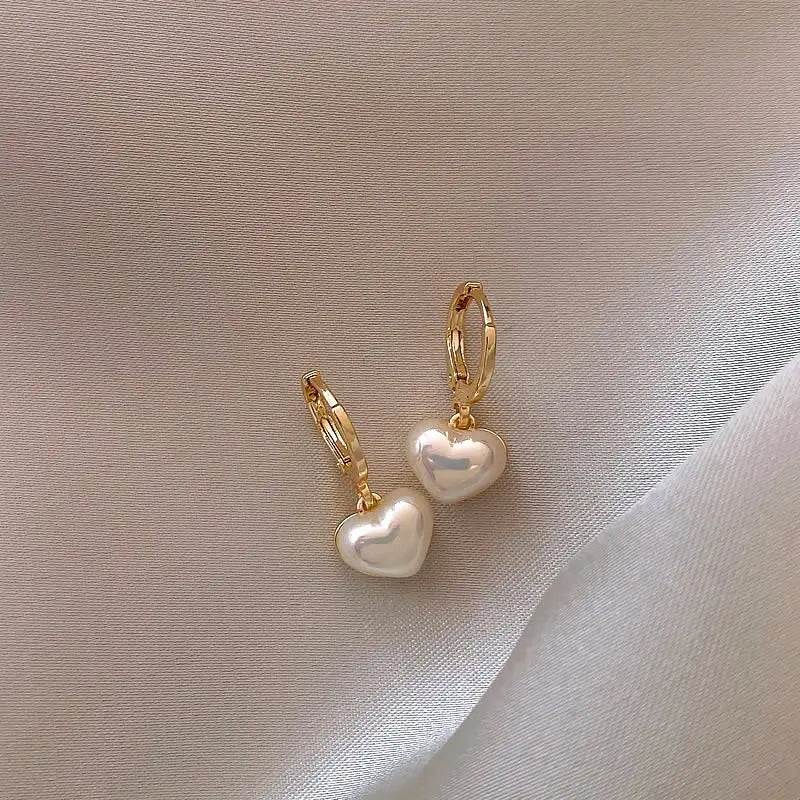 Orecchini Cuore Perla Luminosa | Mini Hoops Oro
