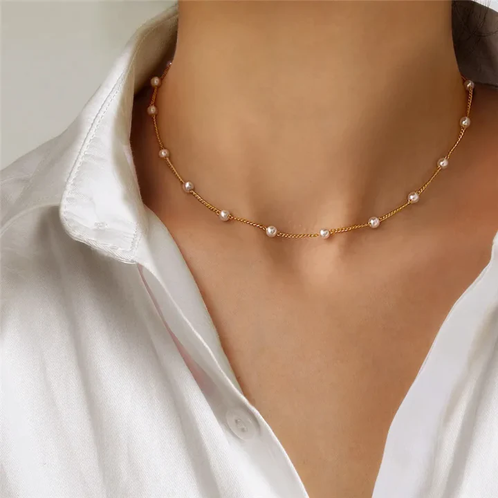 Collana Choker Mini Perle | Regolabile | Motivo Cuore | Amara Viani