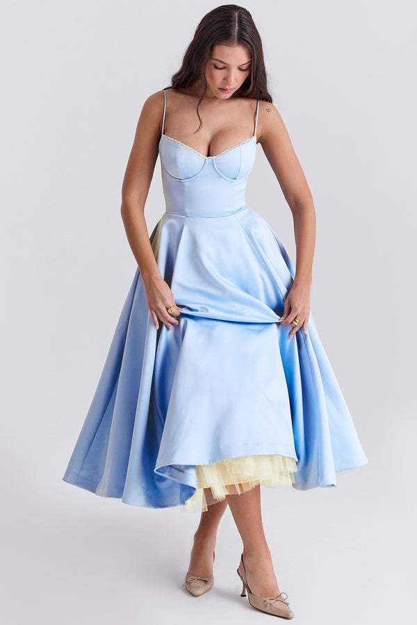 Abito Midi Sweetheart | Silhouette A-Line | Spaghetti Straps