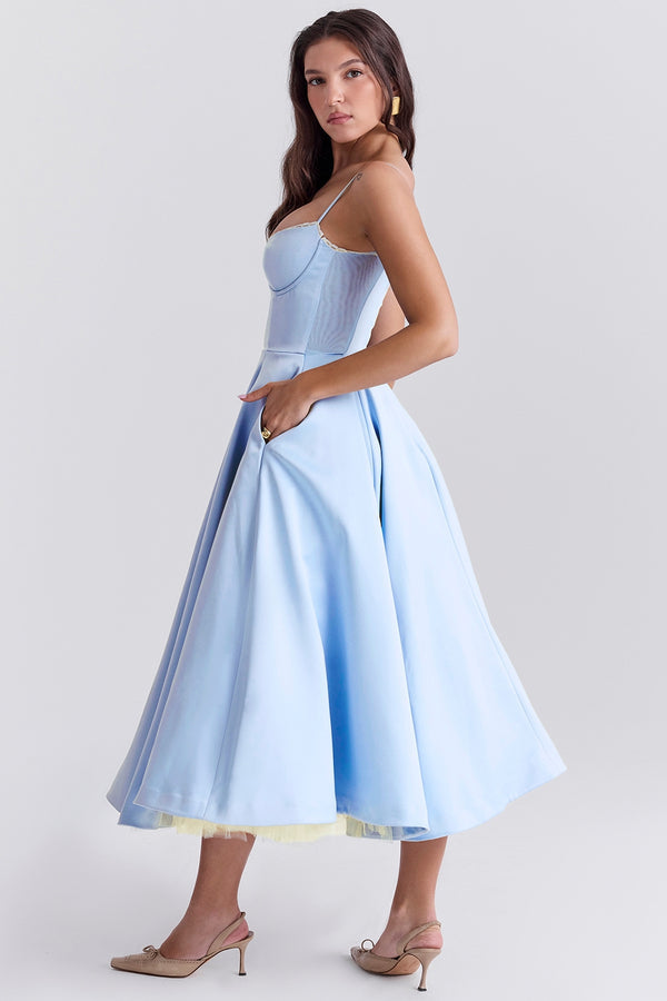 Abito Midi Sweetheart | Silhouette A-Line | Spaghetti Straps