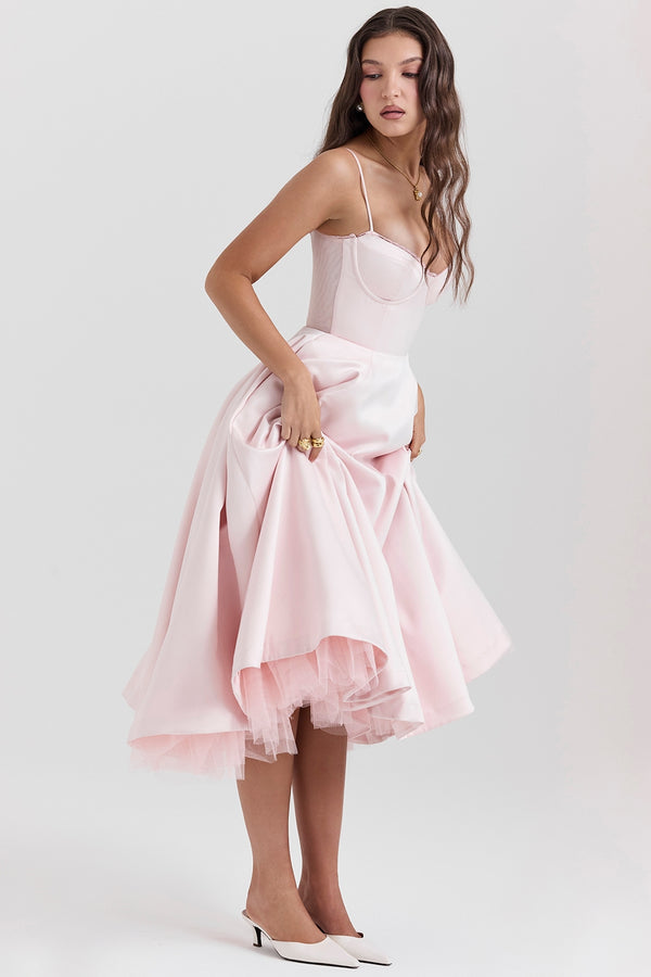 Abito Midi Sweetheart | Silhouette A-Line | Spaghetti Straps