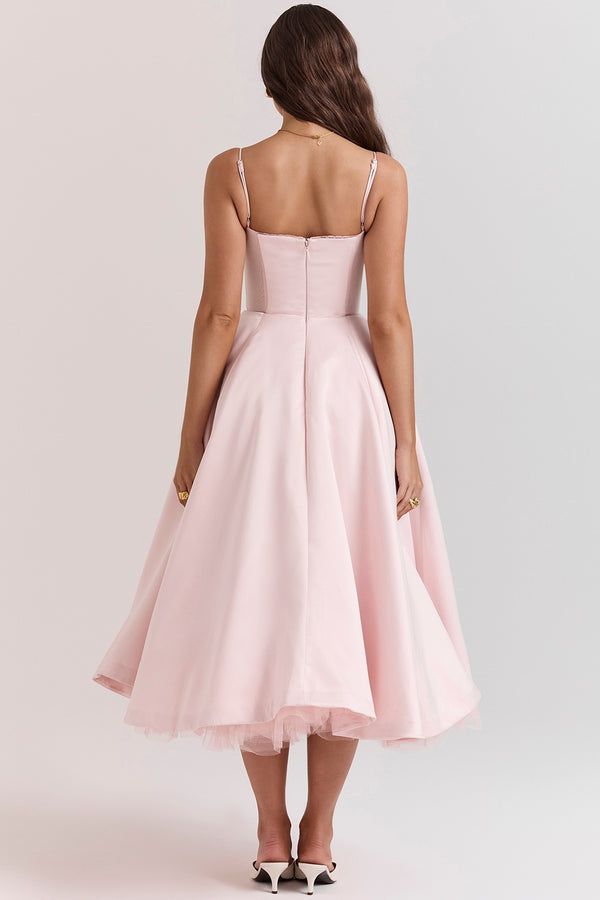 Abito Midi Sweetheart | Silhouette A-Line | Spaghetti Straps