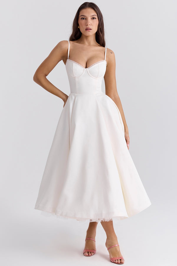 Abito Midi Sweetheart | Silhouette A-Line | Spaghetti Straps