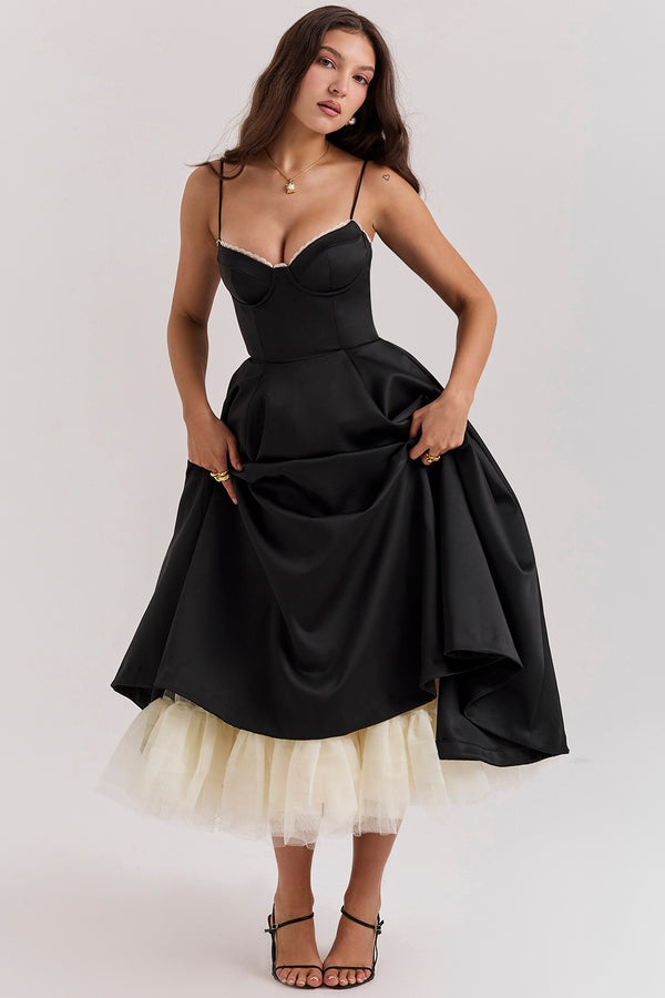 Abito Midi Sweetheart | Silhouette A-Line | Spaghetti Straps
