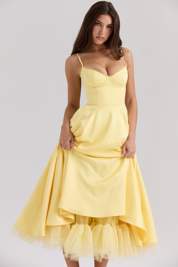 Abito Midi Sweetheart | Silhouette A-Line | Spaghetti Straps