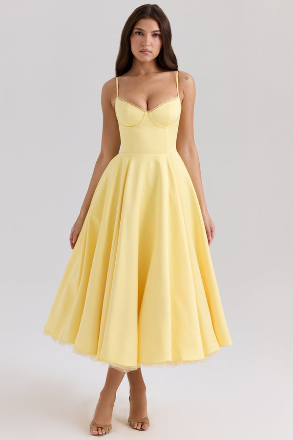 Abito Midi Sweetheart | Silhouette A-Line | Spaghetti Straps
