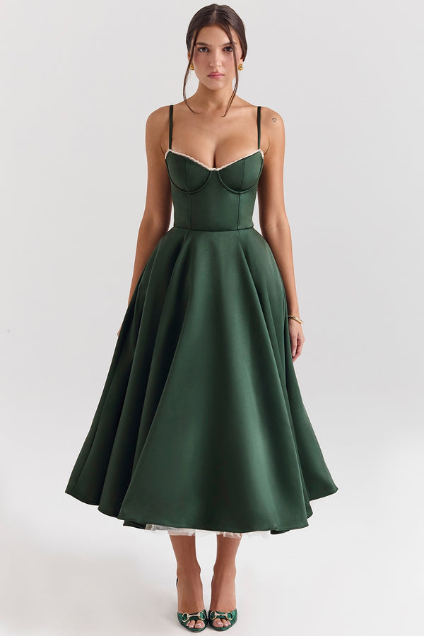 Abito Midi Sweetheart | Silhouette A-Line | Spaghetti Straps