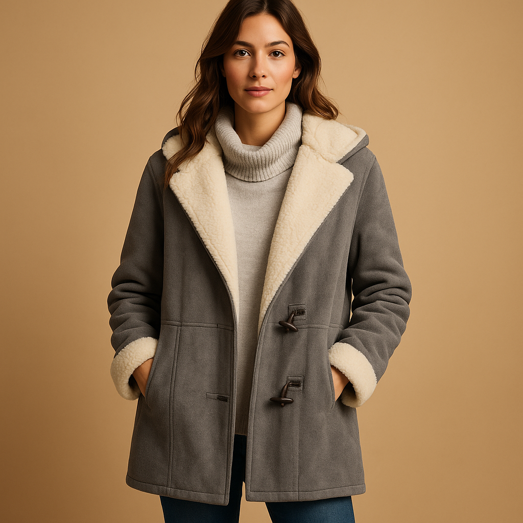Cappotto in Finta Pelliccia con Cappuccio | Chiusura Toggle | Finish Suede Morbido