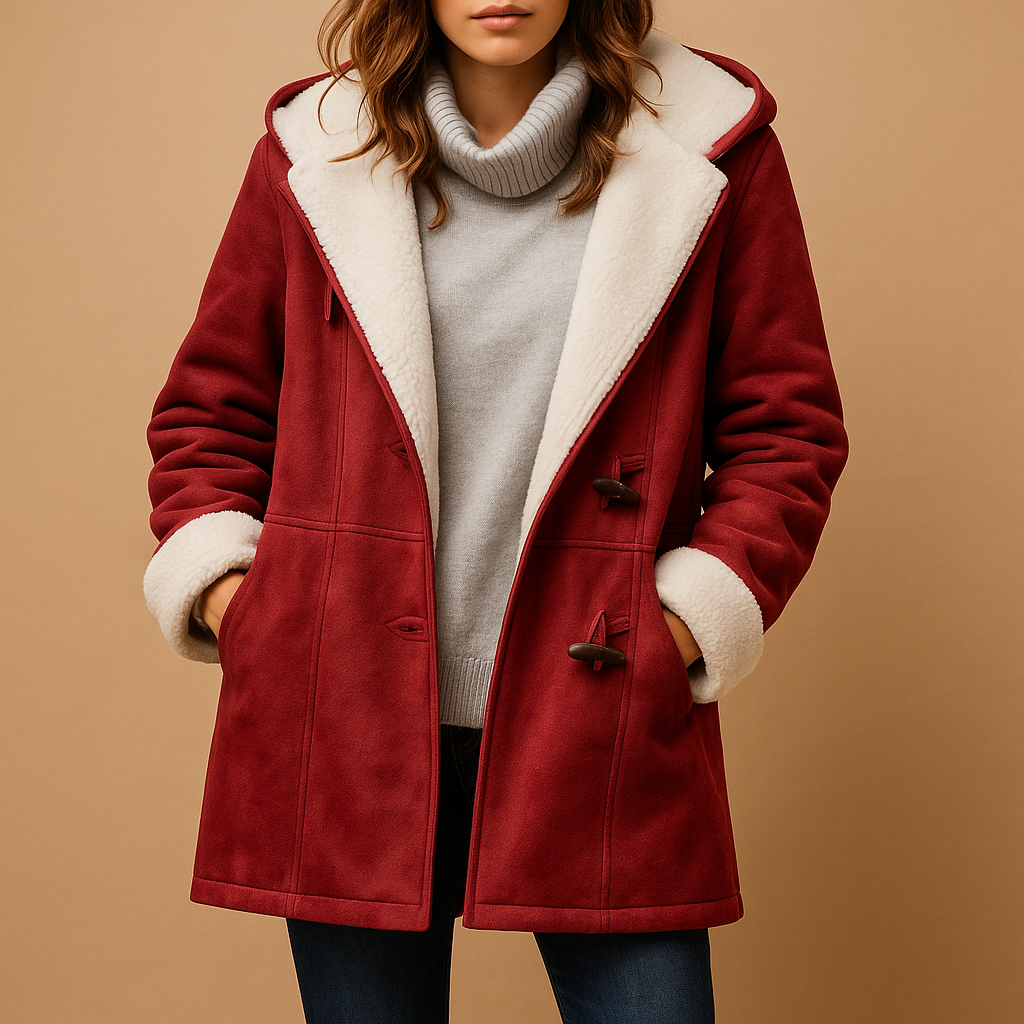 Cappotto in Finta Pelliccia con Cappuccio | Chiusura Toggle | Finish Suede Morbido