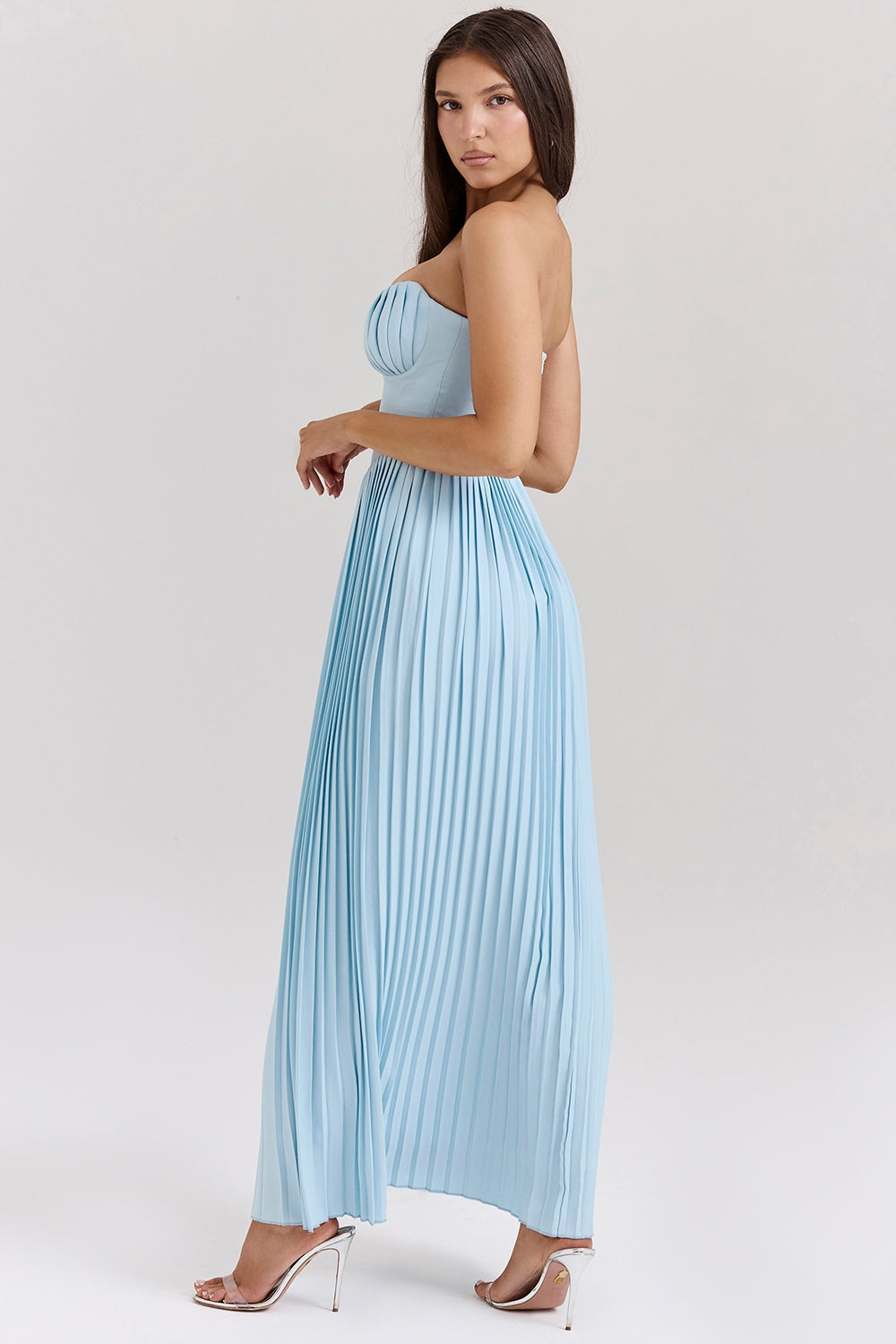 Abito Maxi Pleated Luminosa | Corsetto | Senza Spalline