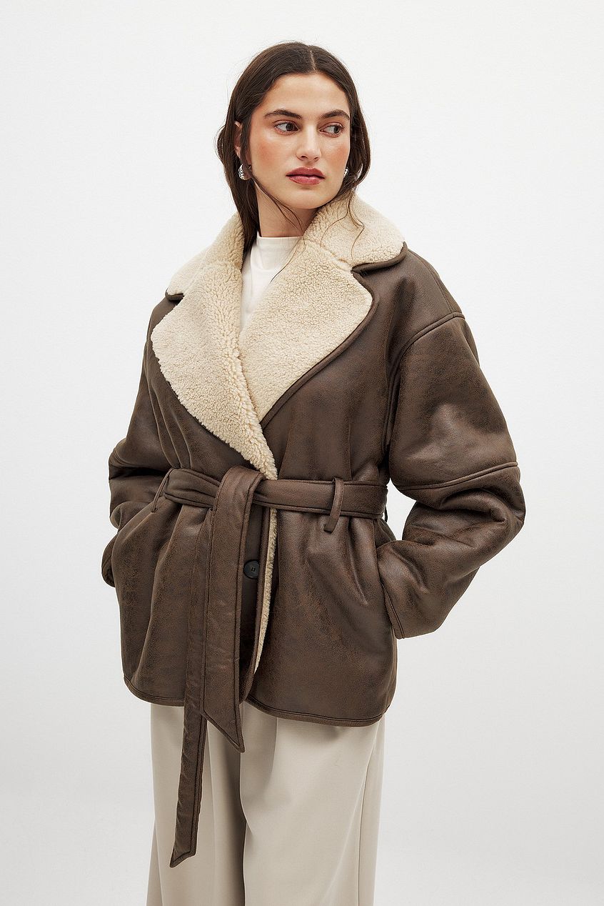 Cappotto Faux Shearling | Collo Ribattuto | Chiusura Laterale