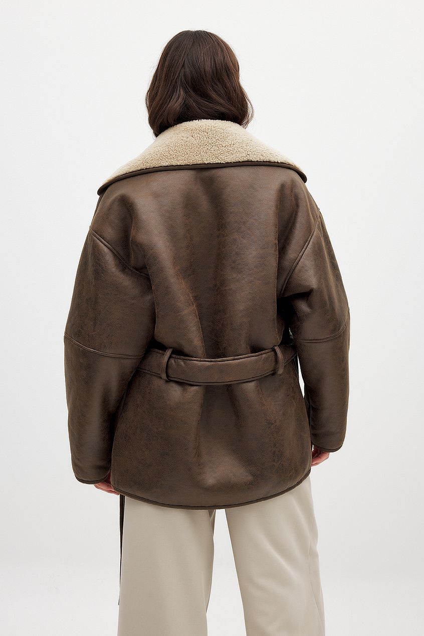 Cappotto Faux Shearling | Collo Ribattuto | Chiusura Laterale