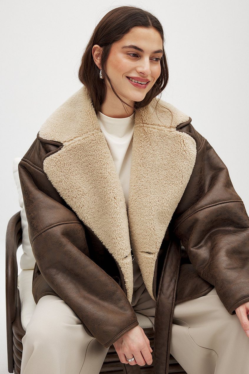 Cappotto Faux Shearling | Collo Ribattuto | Chiusura Laterale