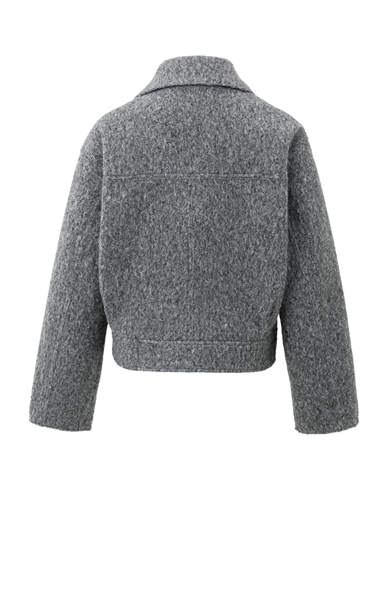 Giacca Bouclé con Zip | Fit Cropped | Effetto Lana Testurizzata